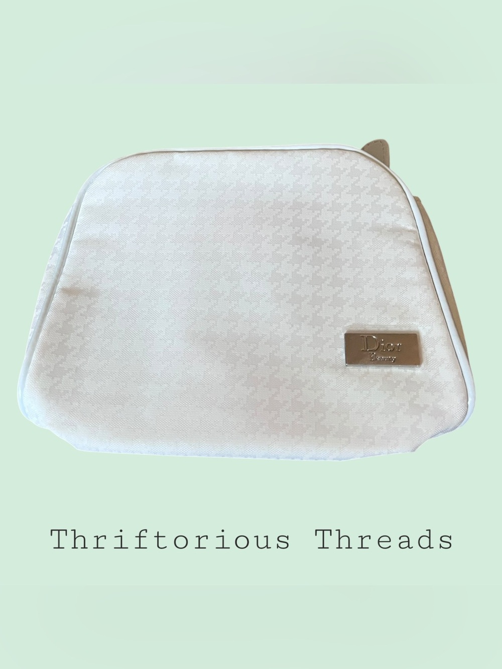 Dior White Houndstooth Cosmetic Pouch
